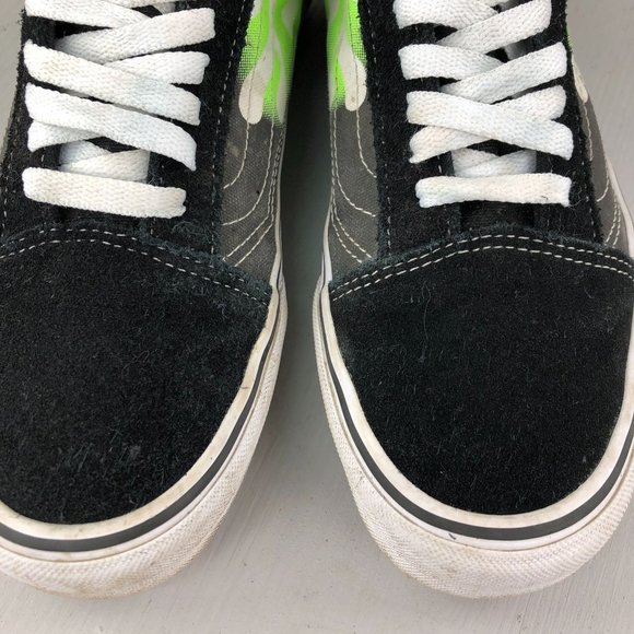 Vans Unisex 7M 8.5W Old Skool Flame Black Green Leather Low Top Lace-Up Sneakers - Picture 7 of 13
